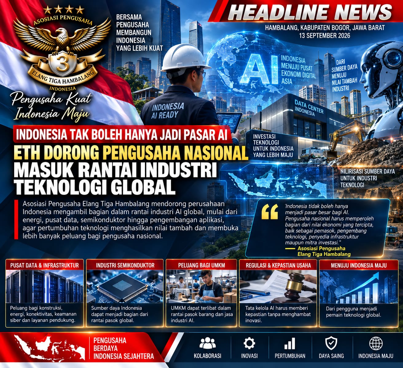 Indonesia Tak Boleh Hanya Jadi Pasar AI, ETH Dorong Pengusaha Nasional Masuk Rantai Industri Teknologi Global